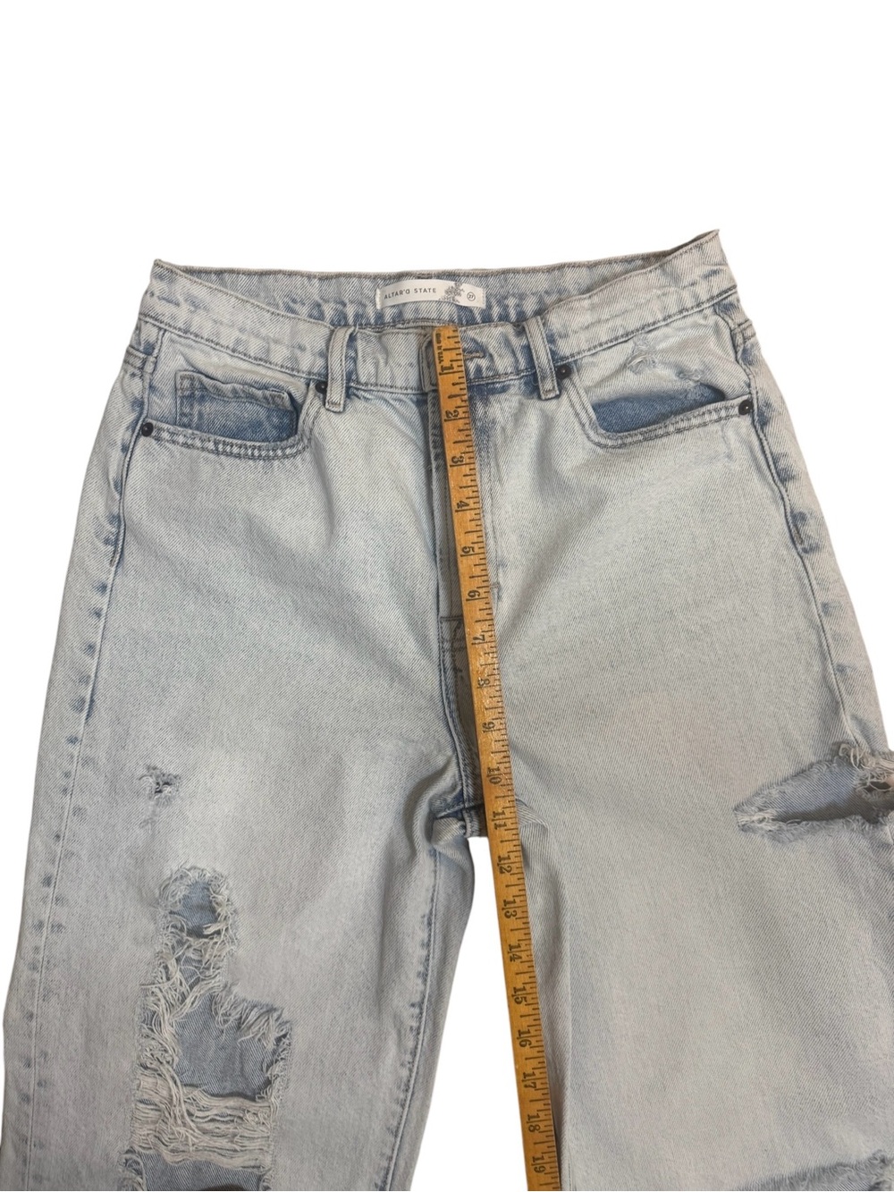 Altar’d State Distressed Wide Leg Jeans Light Wash High Rise Size 27 Denim - Picture 5 of 8